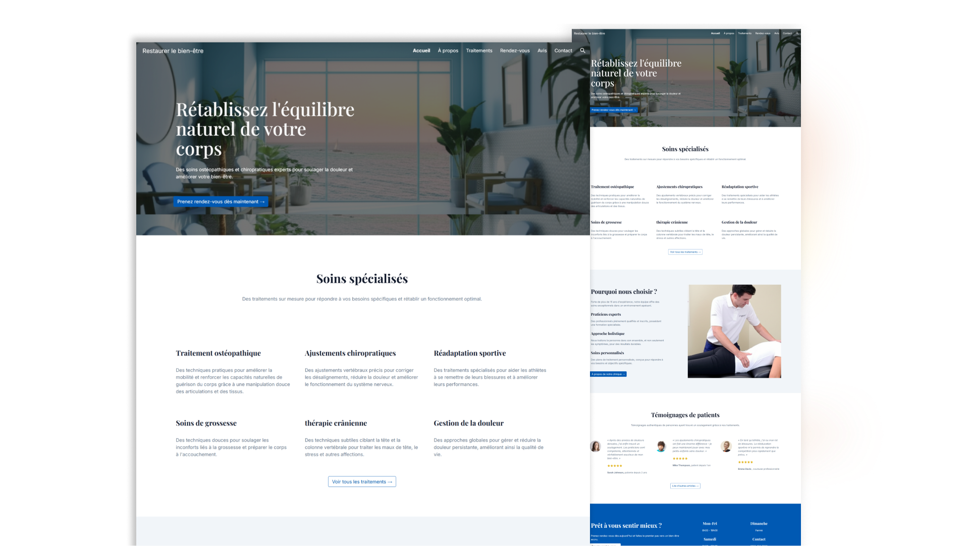 Site vitrine de thérapeute soignant ostéopathes - Sur Google Sites conception SupremUp